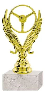 Trofeo Plástico Carrera Laurel Con Base Mármol Oro