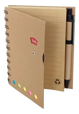 Set Memo Ecológico Libreta Y Bolígrafo Kraft Azul