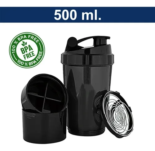 Vaso Mezclador Suplementos 500ml Compartimientos