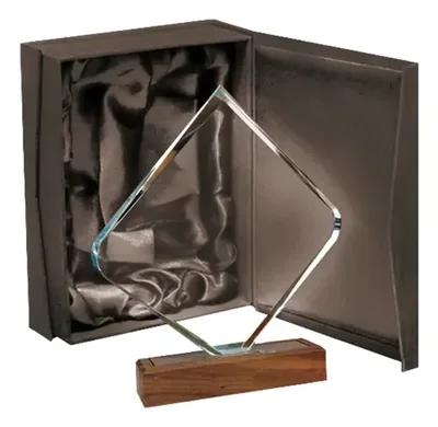 Galvano Cristal Base Madera Blas 52 Grabado Láser