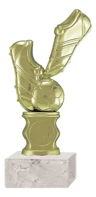 Trofeo Plástico Fútbol Oro Con Base Mármol Blanca Oro