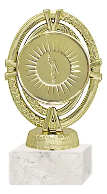 Trofeo Plástico Porta Sello Oro Base Mármol Oro
