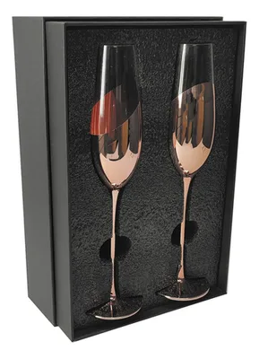 Set 2 Copas Champagne Cobre Caja Regalo Premium
