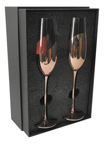 Set 2 Copas Champagne Cobre Caja Regalo Premium