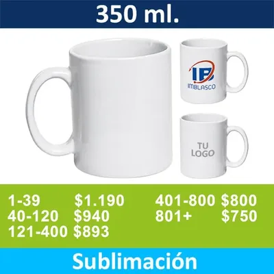 Tazon Ceramica Sublimacion 11oz Caja Blanca Polar