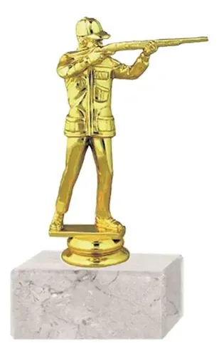 Trofeo Cazador Plástico Oro Con Base Mármol 18cm Oro