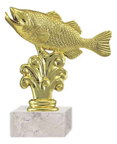 Trofeo Plástico Pez Dorado Con Base Mármol