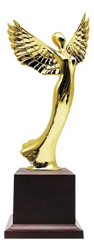 Trofeo Resina Victoria Oro Con Base Madera 35cm Oro