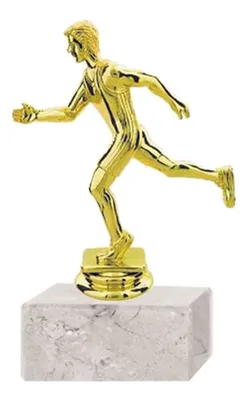 Trofeo Atletismo Plástico Oro Con Base Mármol Blanca Oro