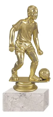 Trofeo Fútbol Plástico Oro Con Base Mármol Blanca Oro