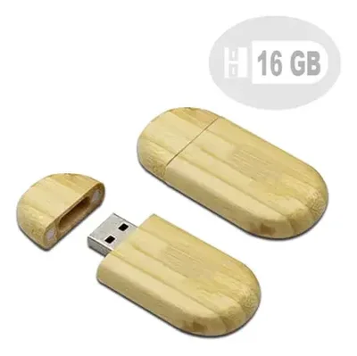 Memoria Usb Bambú 16gb Tapa Magnética Ovalada