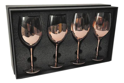 Juego 4 Copas Vino Cobre Caja Premium Regalo