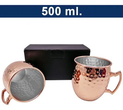 Set 2 Tazas Acero Cobre Martilladas 500ml