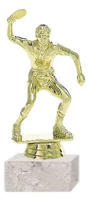 Trofeo Plástico Tenis Mesa Oro Base Mármol Blanca
