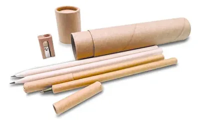 Set Ecológico Lápices Y Bolígrafos Cartón Reciclado Negro