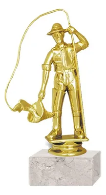 Trofeo Plástico Pescador Oro 17cm Base Mármol Oro