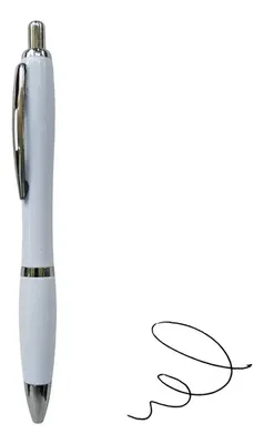 Bolígrafo Plástico Blanco L68 Con Pulsador Negro