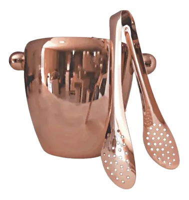Set Hielera Acero Inoxidable Con Pinzas Cobre 1.5l