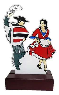 Trofeo Cueca Acrílico Color Base Madera Ranurada