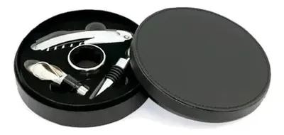 Set De Vino 4 Piezas Estuche Cuero W7