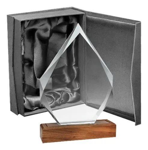 Galvano Cristal Base Madera Grabado Láser Profesional