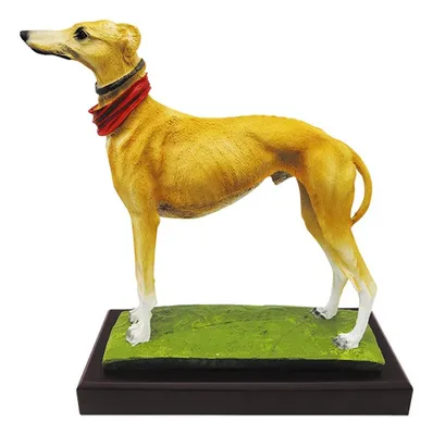 Trofeo Resina Figura Galgo Con Base Madera 29cm