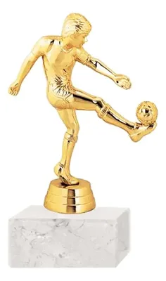Trofeo Fútbol Plástico Oro Base Mármol Blanca