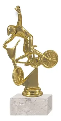 Trofeo Plástico Bicicross Oro Con Base Mármol Oro