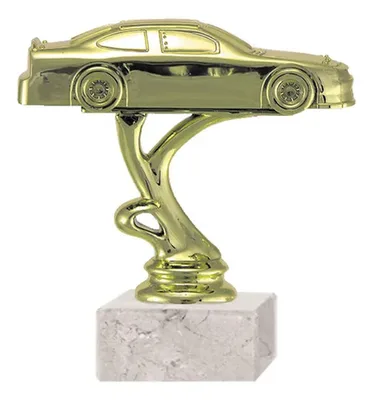 Trofeo Plástico Automóvil Oro Con Base Mármol