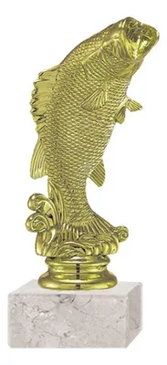Trofeo Plástico Pez Dorado Con Base Mármol 17cm Oro