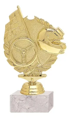 Trofeo Plástico Carrera Laurel Con Base Mármol Oro