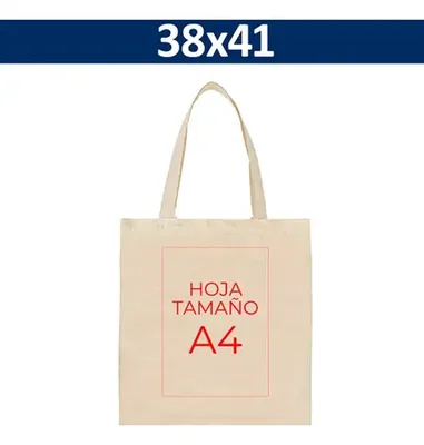 Bolsa De Algodon Natural 38x41 Cm Con Asa Larga