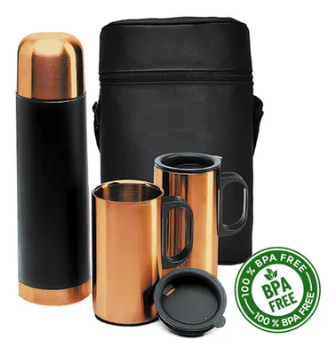 Set Termico Cobre 500ml + 2 Tazas 250ml Estuche