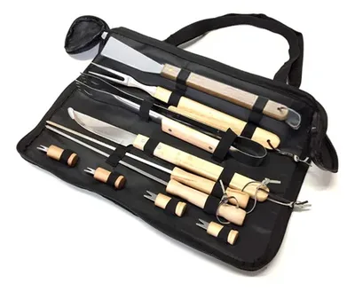 Set Parrillero Bbq Acero Inoxidable Estuche Poliéster