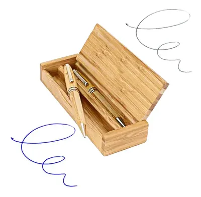 Set Escritura Bambú Bolígrafo Portaminas Estuche