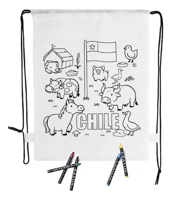 Mochila Infantil Para Colorear Con Ceras Incluídas Blanco