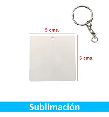 Llaveros Cuadrados Acrílicos Sublimables 5cm Pack X6