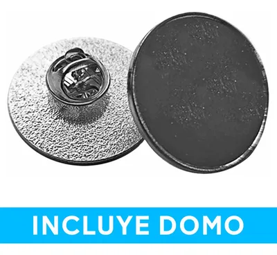Broche Redondo Plateado 25mm Con Domo Pack X6