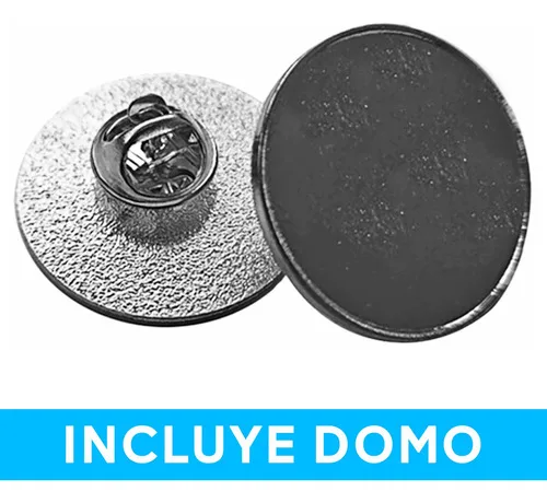 Broche Redondo Plateado 25mm Con Domo Pack X14