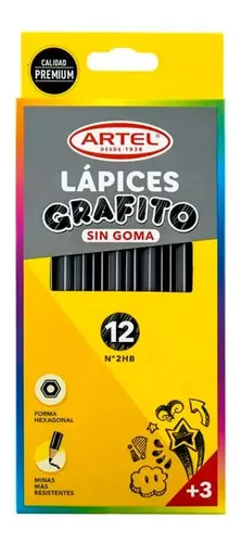 Estuche 12 Lápices Grafito 2hb Hexagonal