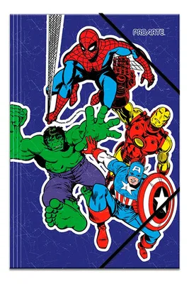 Carpeta Oficio Con Elástico Marvel Comics Proarte Azul