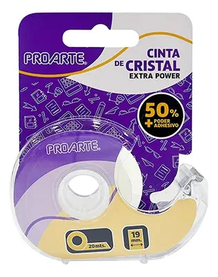 Cinta Adhesiva Cristal Extra Poder Con Dispensador 19mm