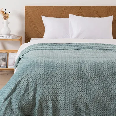 Frazada Flannel Térmica 2 Plazas Mashini Celeste