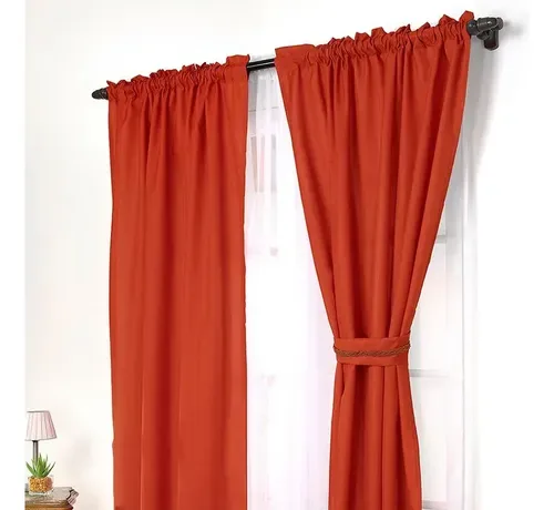 Cortinas Tubo Combo Agatha Rojo Rojo