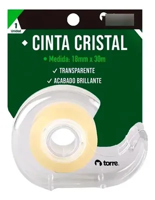 Cinta Adhesiva Cristal Con Dispensador 18mm X 30m Coral Claro