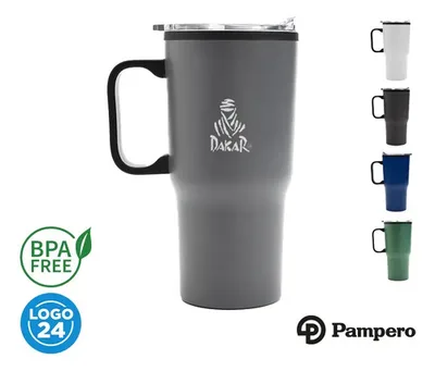 Termo Acero Inoxidable 600 Ml Corporativo Negro Liso Con Logo