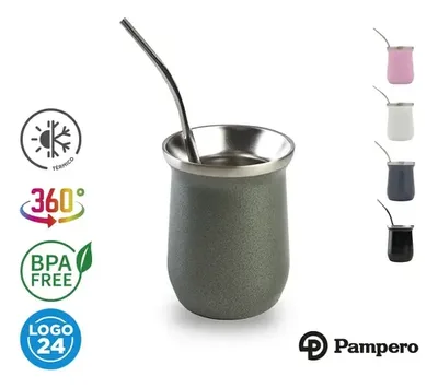 Mate Acero Inoxidable Térmico Con Bombilla Verde