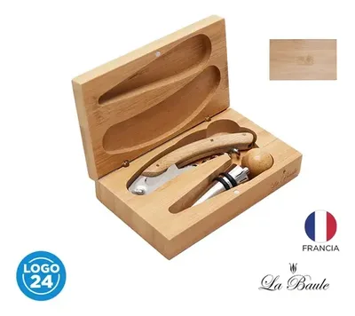 Set De Vino Con Accesorios En Caja Bamboo