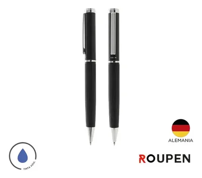Bolígrafo Metálico Kerpen Acero Tinta Azul Amarillo