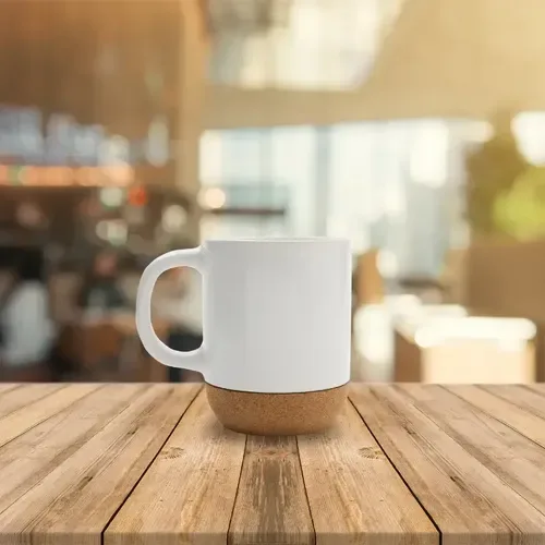 Taza Cerámica Corcho Doble 390 Ml Blanco